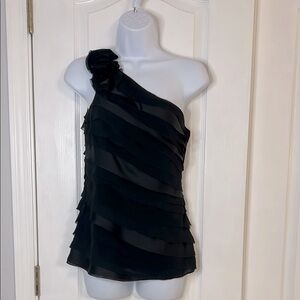 White House Black Market Black Satin Top
